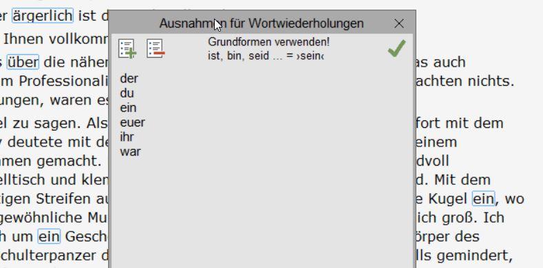 Wortwiederholung Ausnahmen